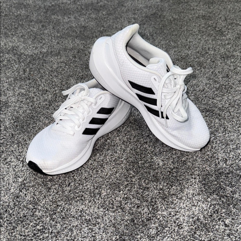 Adidas White Sneakers with Black Stripes